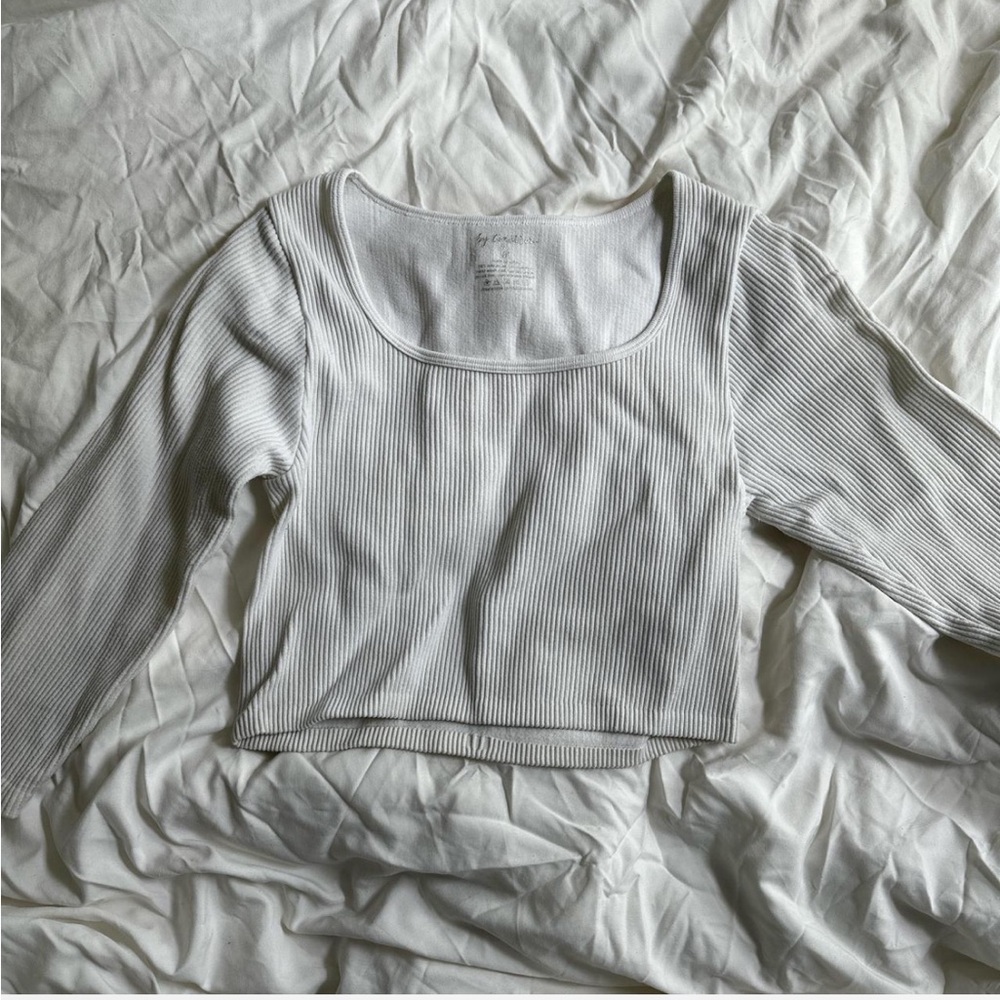 By Together White Ribbed Crop Top